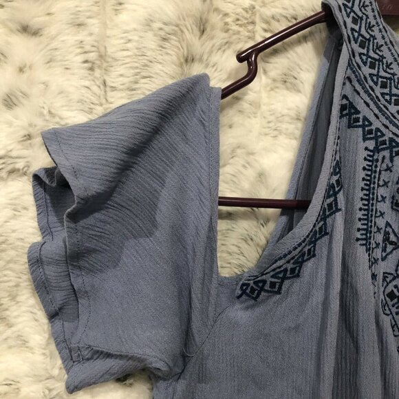 KNOX ROSE Womens M Dress Cold Shoulder Blue Embroidered High Neck Knee Length - Picture 4 of 9